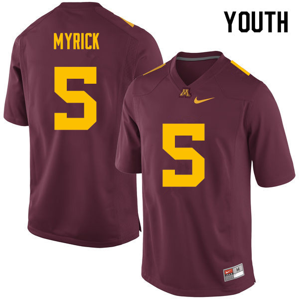 Youth #5 Jalen Myrick Minnesota Golden Gophers College Football Jerseys Sale-Maroon - Click Image to Close